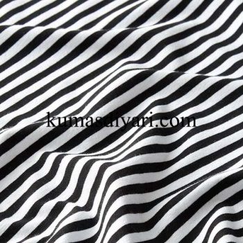 black and white thick striped viscose fabric
