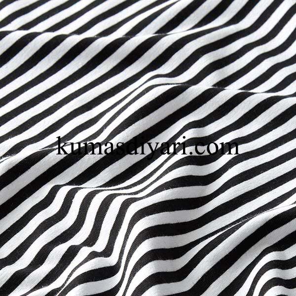 black and white thick striped viscose fabric