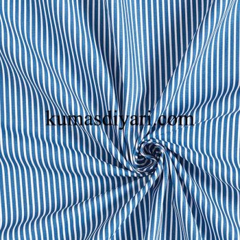 blue and white striped viscose fabric