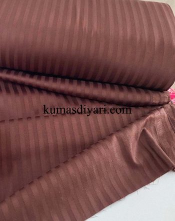 brown striped cotton satin fabric