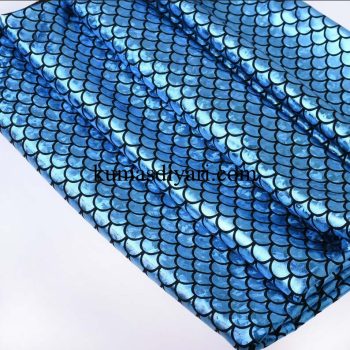 dark blue fish scale holographic fabric