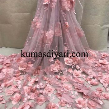dried rose 3d tulle fabric