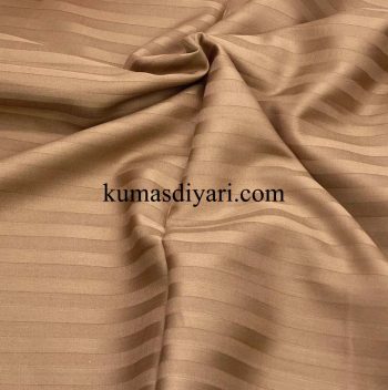 light brown striped cotton satin fabric