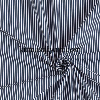 navy blue and white striped viscose fabric