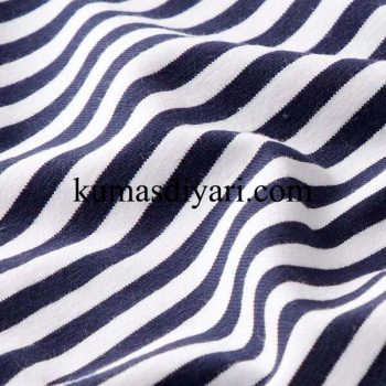 navy blue and white thick striped viscose fabric