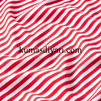 red and white thick striped viscose fabric