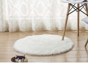 white round plush rug